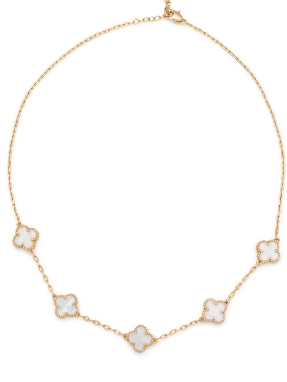White Clover Charm Necklace 14K Gold Plated Adjustable Necklace Luck Pendant